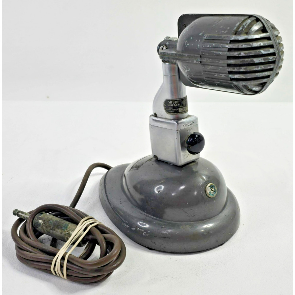 Vintage Shure 708A Crystal Microphone w S36 Stand & A85C Switch HAS SOUND